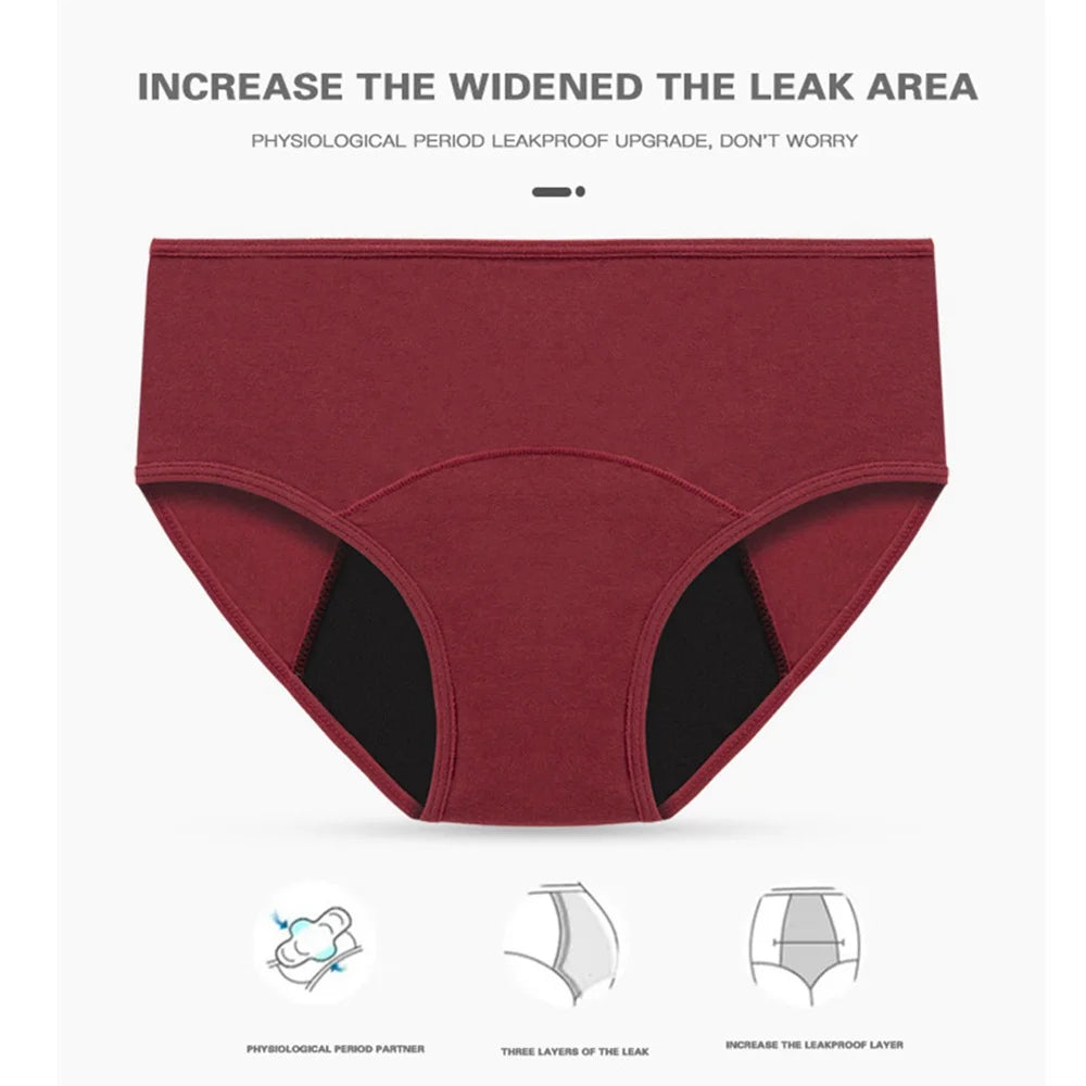 Bragas menstruales muy abundantes para mujer, calzoncillos de algodón transpirables, ropa interior fisiológica de cintura baja para mujer