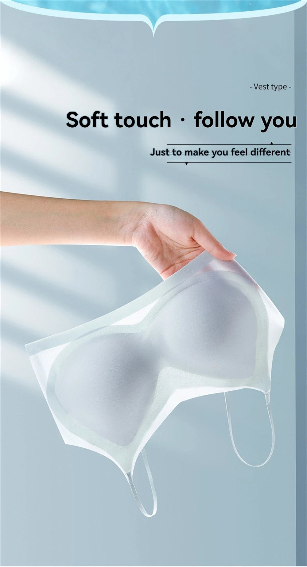 Sujetador superior de seda de hielo transpirable ultrafino para mujer, chaleco Halter con espalda sin costuras, sujetador envolvente, pecho pequeño juntos