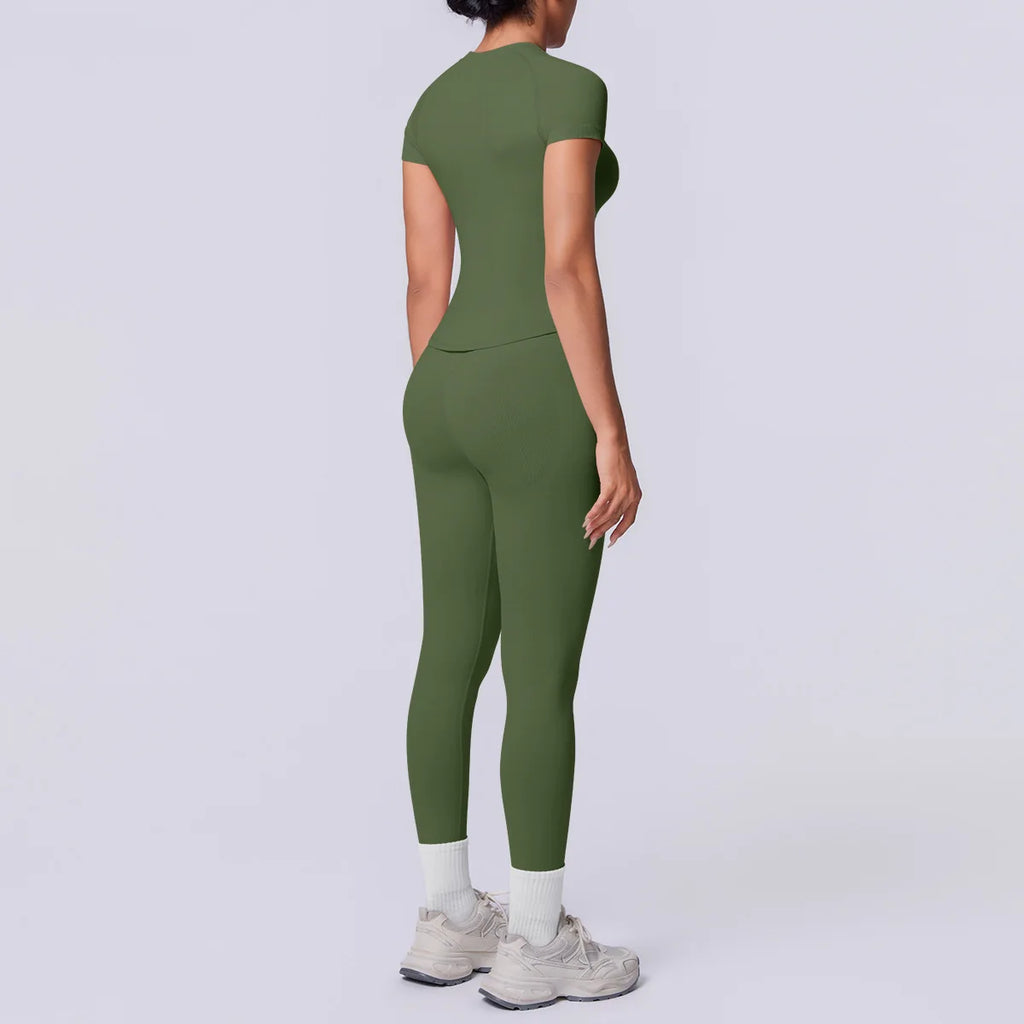 Conjunto Deportivo de Yoga para Mujer, Conjunto de Dos Piezas, Pantalones y Top, Traje Deportivo para Gimnasio, Yoga y Entrenamiento