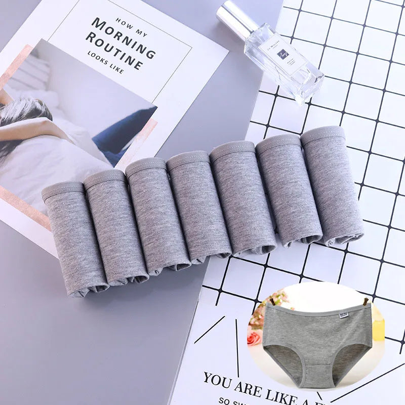 Bragas de talla grande para mujer, ropa interior de algodón suave, lencería Sexy, 7 unidades por lote