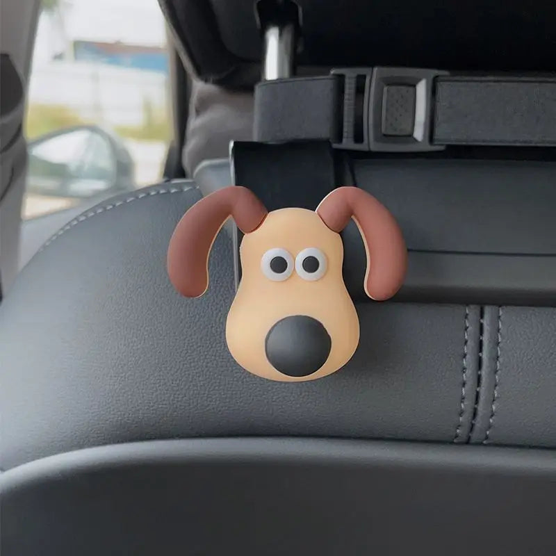 Gancho trasero para asiento de coche con cabeza de perro, decoración tridimensional 3D para asiento trasero de coche, accesorios decorativos para Interior