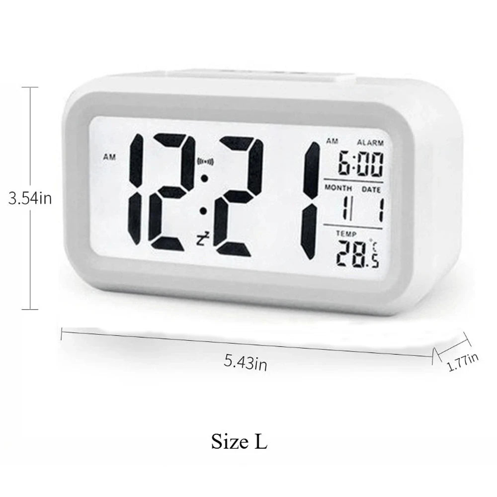 Reloj con alarma digital LED, retroiluminación, calendario de datos, reloj electrónico multifunción, reloj de mesa