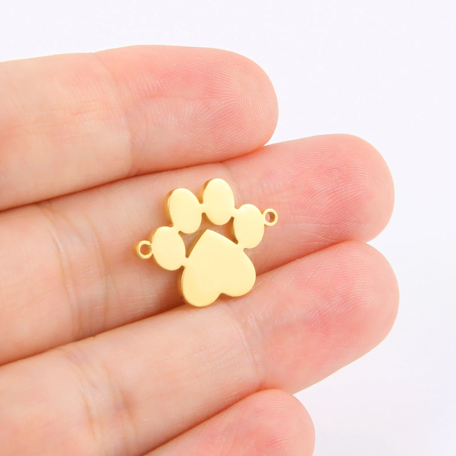 Cazador-abalorios con huella de pata de perro y gato, para fabricación de joyas, animales de acero inoxidable, 2 agujeros, colgantes DIY para pulsera y collar 2026
