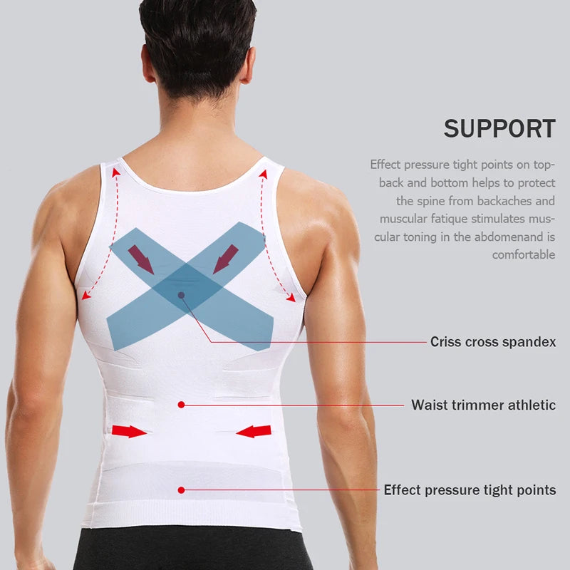 Chaleco moldeador de cuerpo adelgazante para hombre, camisa Abs para Abdomen, entrenamiento de gimnasio delgado, Control de barriga, camiseta sin mangas de compresión, ropa moldeadora sin mangas