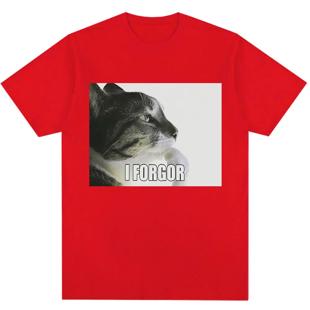 Camiseta gráfica I Forgor Funny Cat Meme para mujer, camisetas Vintage de Humor a la moda, camiseta informal, ropa de calle, regalos, camisas para mujer