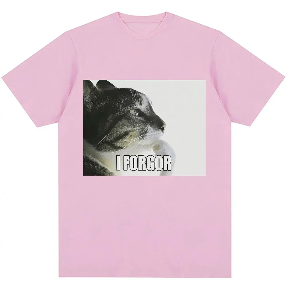 Camiseta gráfica I Forgor Funny Cat Meme para mujer, camisetas Vintage de Humor a la moda, camiseta informal, ropa de calle, regalos, camisas para mujer