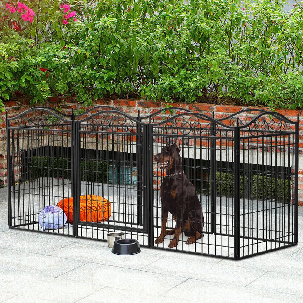 Parque infantil para perros, parque infantil de 8 paneles de 32 pulgadas de altura, valla de ejercicio para perros antioxidante plegable para interiores y exteriores, portátil