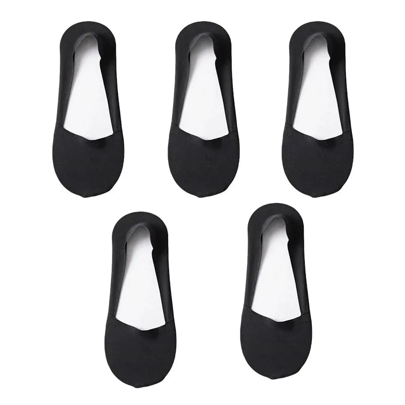 5 pares de calcetines para mujer, transpirables, invisibles, de silicona, antideslizantes, de color sólido, calcetines tipo barco, cómodos, de alta calidad, invisibles, ultrafinos