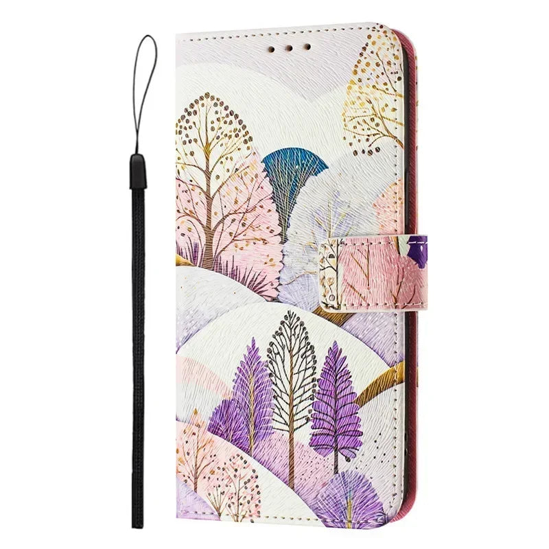 13 Funda de teléfono de cuero para iPhone 13 12 Mini 11 Pro 13Pro 12Pro Max 11Pro Coque Flip Cover Wallet fundas pintadas magnéticas gato oso