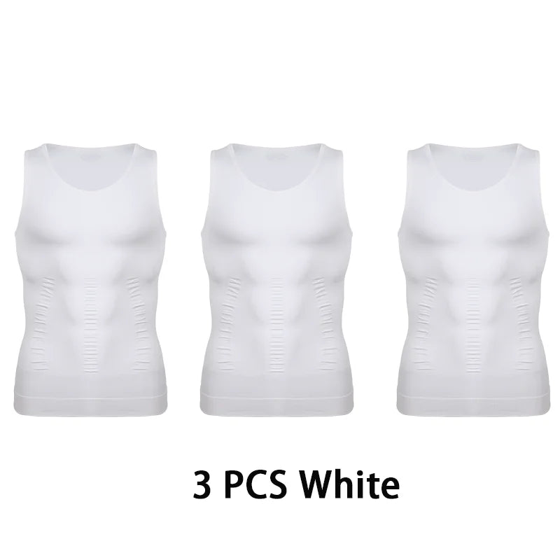 Chaleco moldeador de cuerpo adelgazante para hombre, camisa Abs para Abdomen, entrenamiento de gimnasio delgado, Control de barriga, camiseta sin mangas de compresión, ropa moldeadora sin mangas