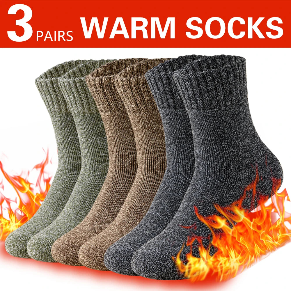 3 pares de calcetines gruesos de invierno para hombre, calcetines largos para deportes al aire libre, calcetines de nieve resistentes al frío a prueba de heladas para hombre, regalo 39-44