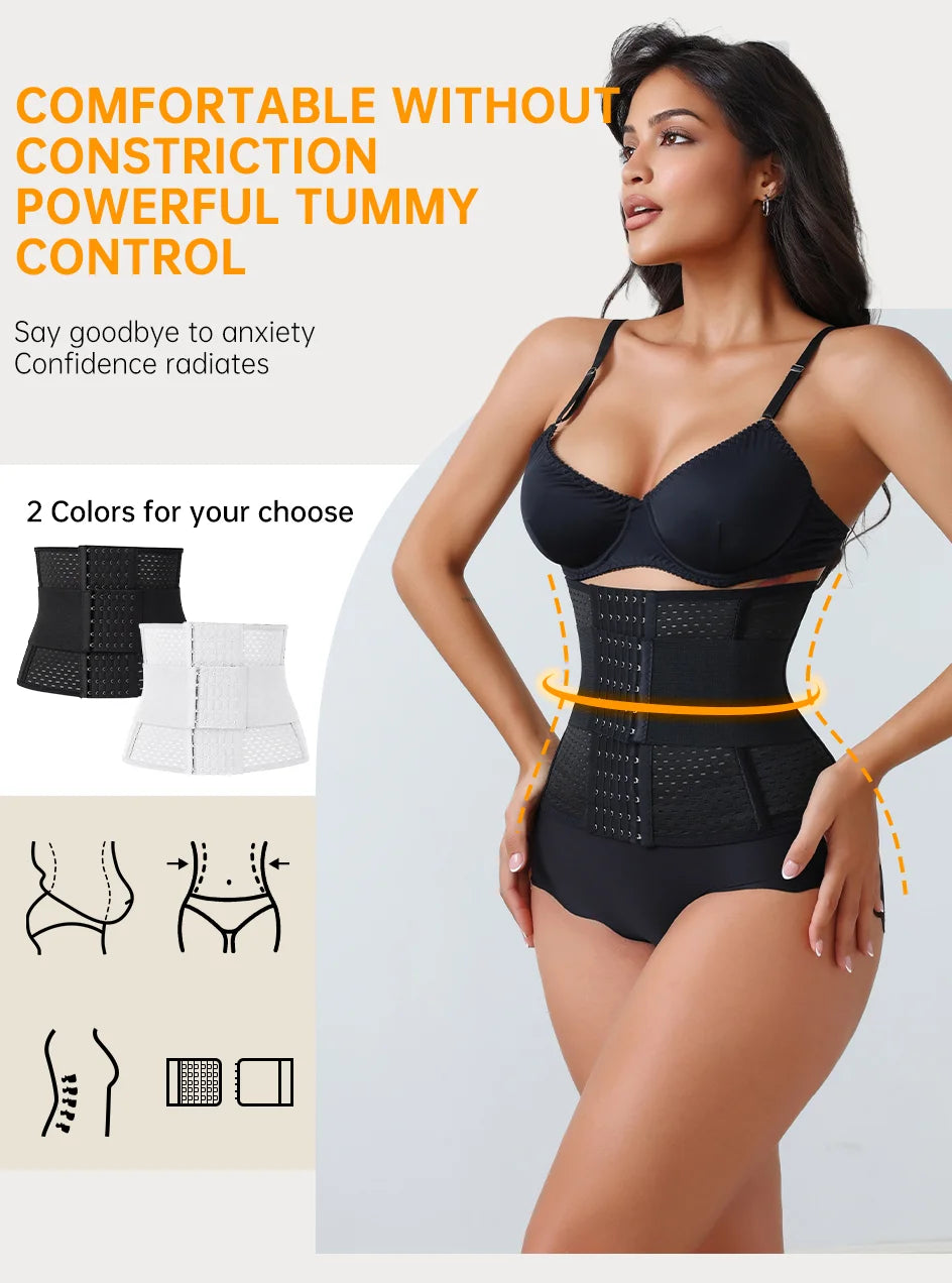 Nuevo Faja Reductora Ajustable para Mujer con Doble Cinturón de Neopreno y Cremallera, Corsé de Entrenamiento para Control Abdominal y Soporte Lumbar