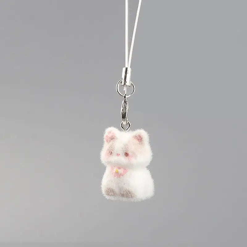 Lindo colgante de perro de resina de peluche 3D, Mini muñeca, colgante para teléfono móvil, decoración de llaves DIY, pequeño adorno artesanal