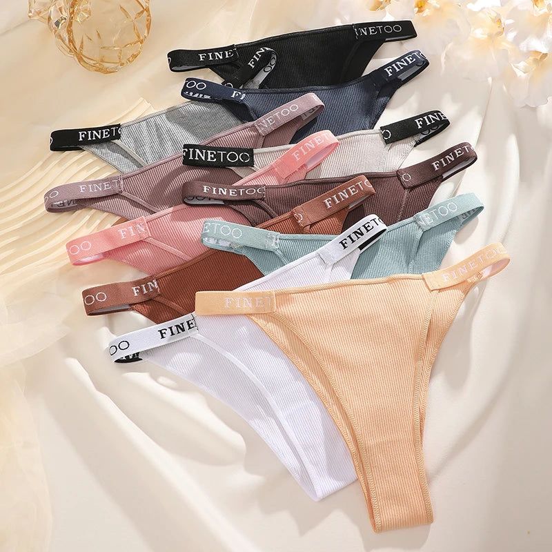 5 unids/set de lencería Sexy para mujer, bragas de algodón con letras Finetoo, calzoncillos femeninos de cintura baja, ropa interior cómoda, ropa interior íntima para mujer