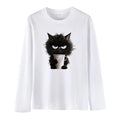 Camiseta con estampado blanco de gato divertido de gran tamaño para mujer, pantalón corto informal de manga corta con cuello redondo, ropa de verano para mujer con animales