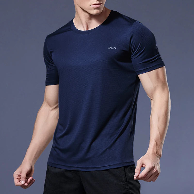 Camisetas de culturismo para correr de secado rápido para hombre, camiseta deportiva para gimnasio, camisetas de manga corta para Fitness, camiseta de gran tamaño, verano