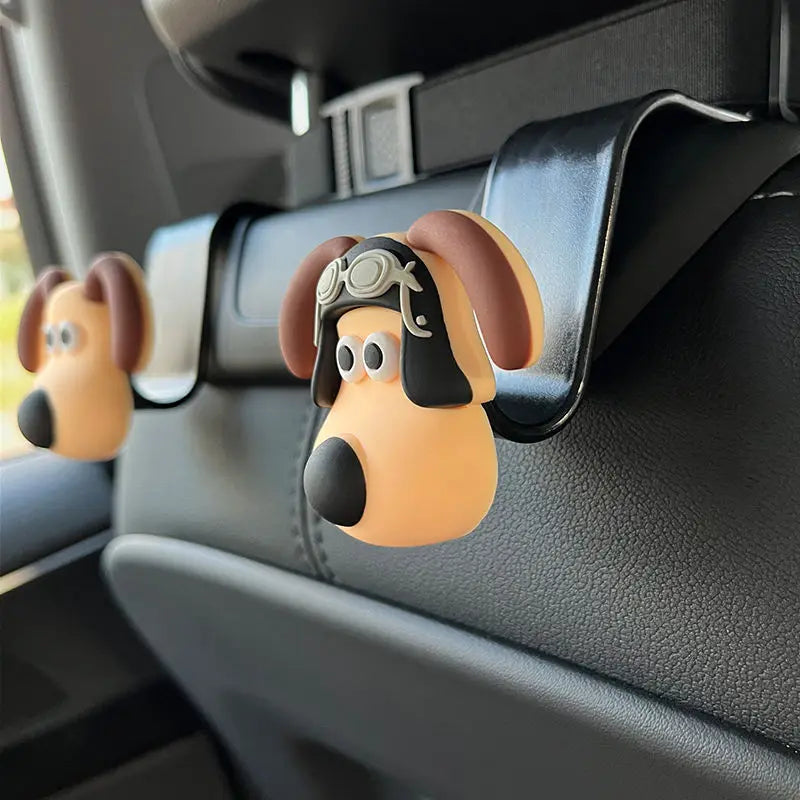 Gancho trasero para asiento de coche con cabeza de perro, decoración tridimensional 3D para asiento trasero de coche, accesorios decorativos para Interior