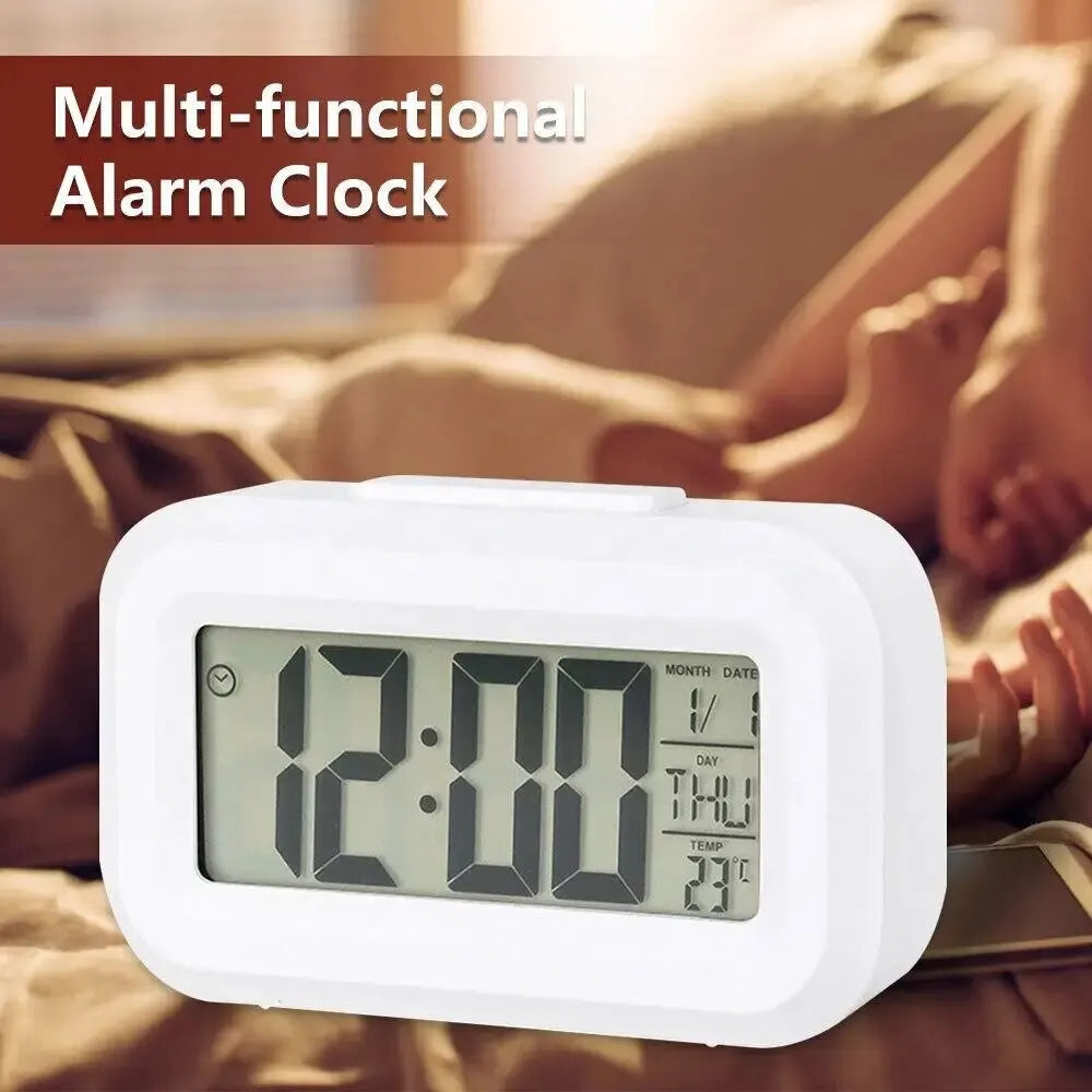 Reloj con alarma digital LED, retroiluminación, calendario de datos, reloj electrónico multifunción, reloj de mesa