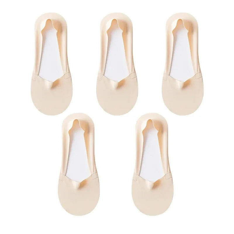 5 pares de calcetines para mujer, transpirables, invisibles, de silicona, antideslizantes, de color sólido, calcetines tipo barco, cómodos, de alta calidad, invisibles, ultrafinos