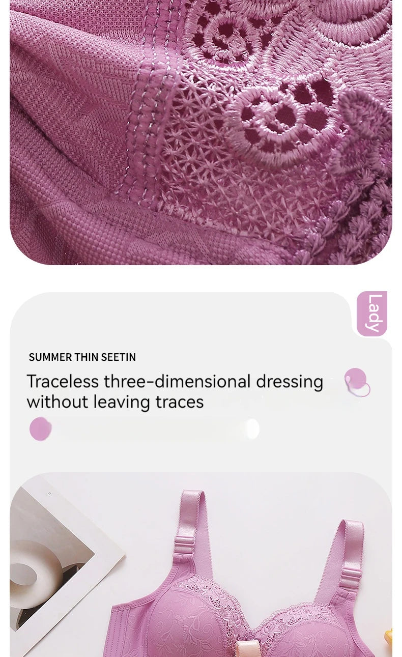 Sujetadores de encaje para mujer, Bralette con perspectiva ultrafina, sujetador con escote en V profundo, lencería Sexy, Tops de talla grande, ropa interior para mamá, sujetador activo