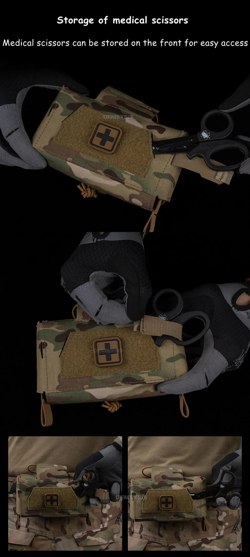 Bolsa táctica de primeros auxilios médicos, bolsas compactas para traumatismos al aire libre, IFAK para caza, chaleco Airsoft, portador de placa