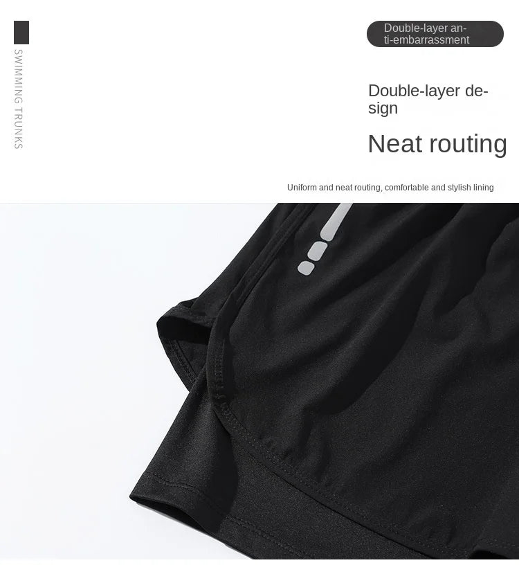 5/1Pantalones de Aloe para hombre, pantalones cortos deportivos, bañadores de dos capas: ¡elegantes, de secado rápido y cómodamente se ajustan para la playa, la piscina y la aguas termales!