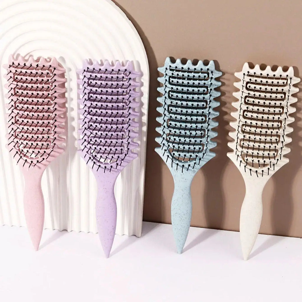 Cepillo de peinado rizado: peine de masaje hueco, melena de nailon, mango de plástico ABS, agarre cómodo Especial para pelucas de cabello real