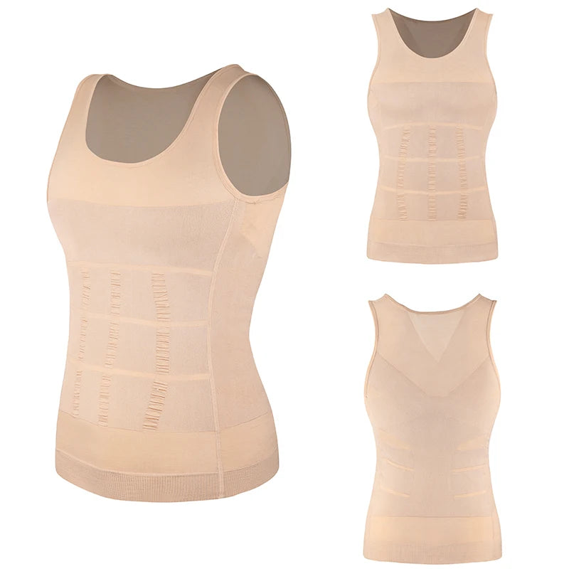 Chaleco moldeador de cuerpo adelgazante para hombre, camisa Abs para Abdomen, entrenamiento de gimnasio delgado, Control de barriga, camiseta sin mangas de compresión, ropa moldeadora sin mangas