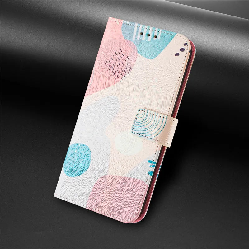 13 Funda de teléfono de cuero para iPhone 13 12 Mini 11 Pro 13Pro 12Pro Max 11Pro Coque Flip Cover Wallet fundas pintadas magnéticas gato oso