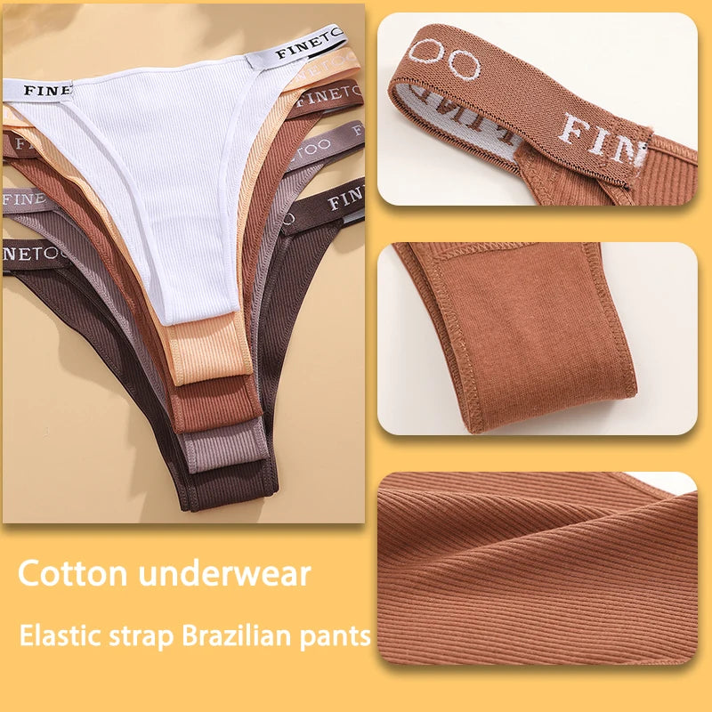 5 unids/set de lencería Sexy para mujer, bragas de algodón con letras Finetoo, calzoncillos femeninos de cintura baja, ropa interior cómoda, ropa interior íntima para mujer