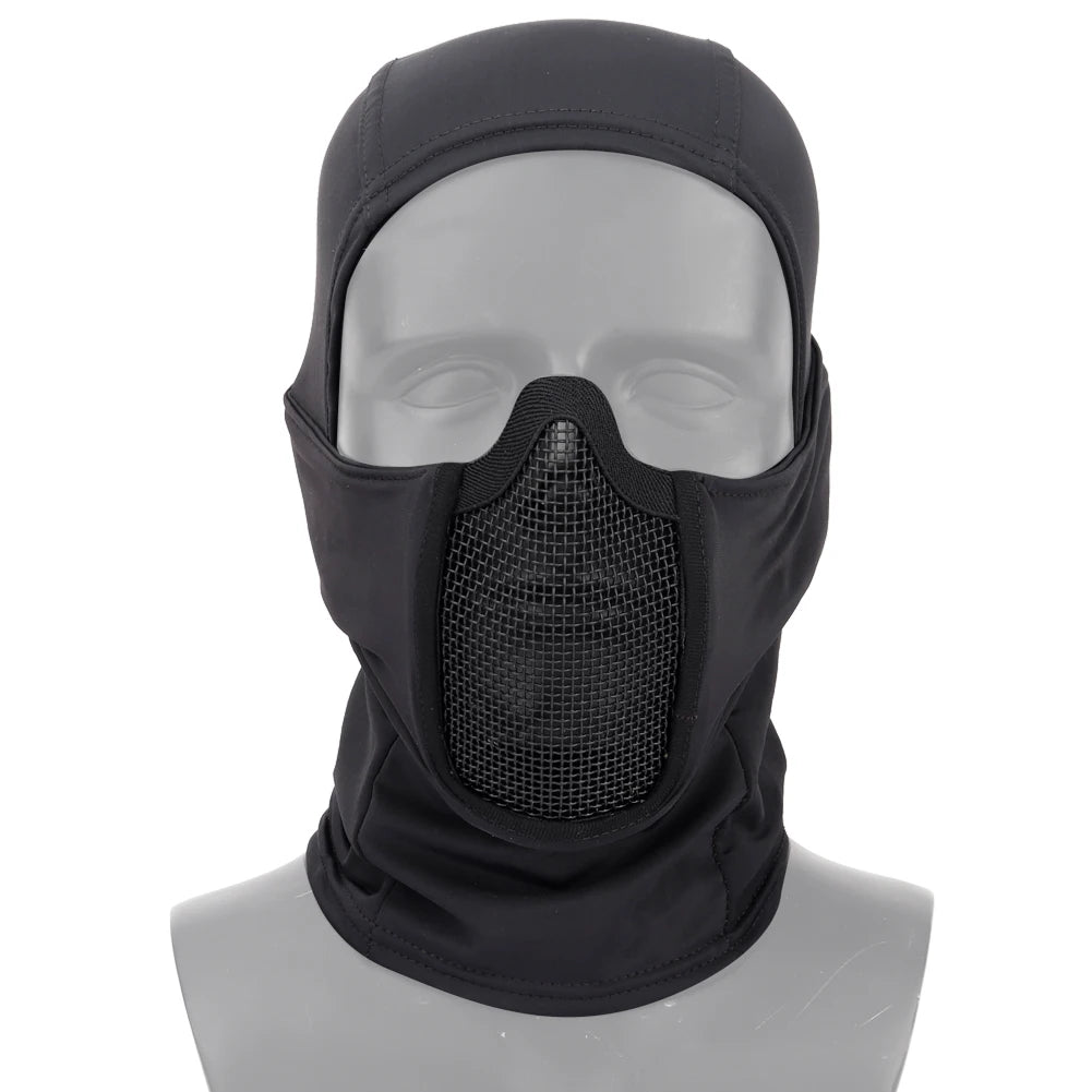 Pasamontañas Táctico de Malla para Airsoft y Paintball, Cubre Rostro Completo, Estilo Ninja, Capucha Metálica de Acero, Diseño Plegable