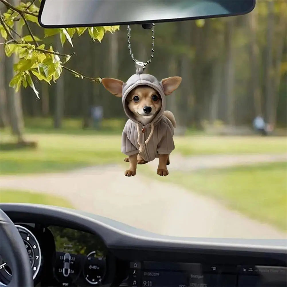 Decoración de calavera colgante, adorno ligero para perro, decoraciones colgantes acrílicas únicas para árbol de Navidad, espejo retrovisor de coche