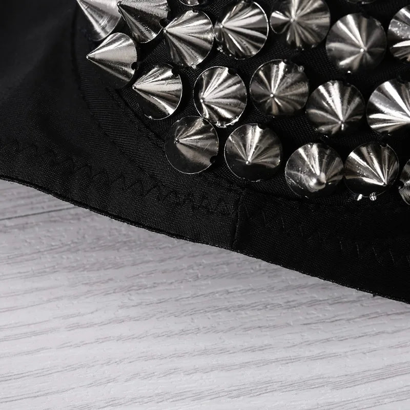 Nueva lencería Sexy, ropa interior, sujetadores para mujer, sujetador Steampunk con tachuelas, Top, sujetador inalámbrico, Tops de moda para fiesta y Club, ropa interior femenina