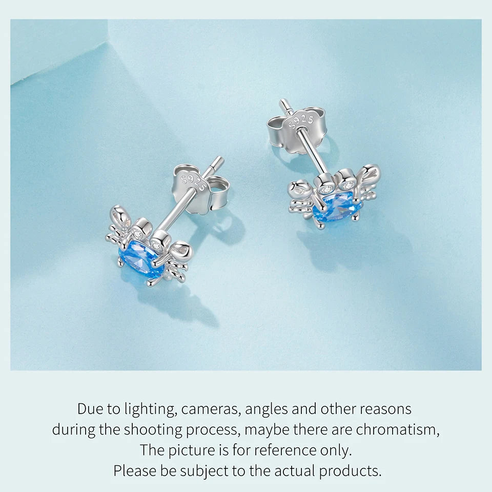 WOSTU-pendientes de plata de ley 925 con diseño de animales y patas bonitas de arcoíris para mujer, aretes con forma de corazón, flor ovalada, circonita, cangrejo, regalo de joyería