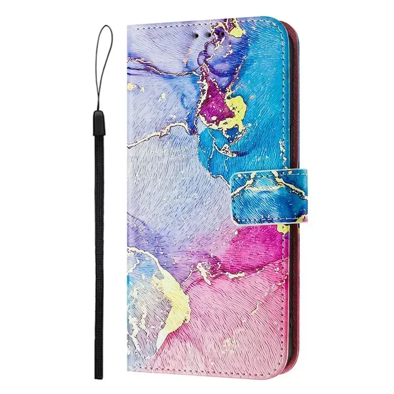 13 Funda de teléfono de cuero para iPhone 13 12 Mini 11 Pro 13Pro 12Pro Max 11Pro Coque Flip Cover Wallet fundas pintadas magnéticas gato oso