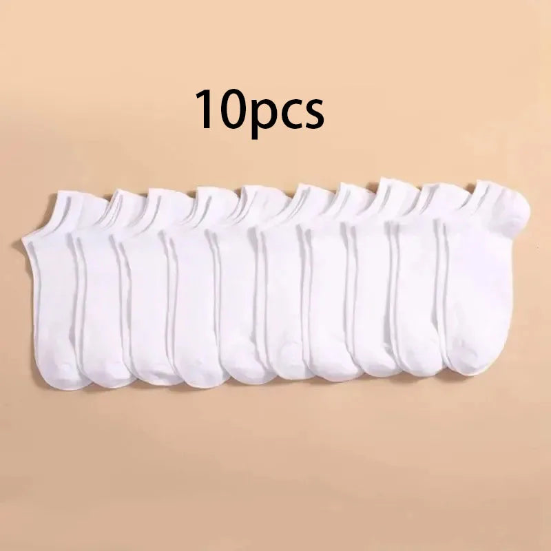 Calcetines Deportivos Unisex de Color Sólido para Primavera/Verano, 10/20/40 Pares, Calcetines Cortos Ligeros y Suaves para Hombre y Mujer, Paquete Económico