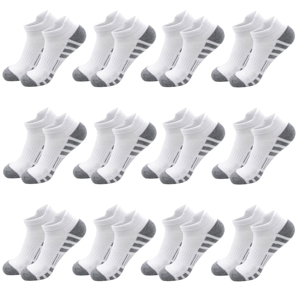 6/24 pares de calcetines deportivos tobilleros para correr, calcetines deportivos acolchados y transpirables de corte bajo para hombres y mujeres