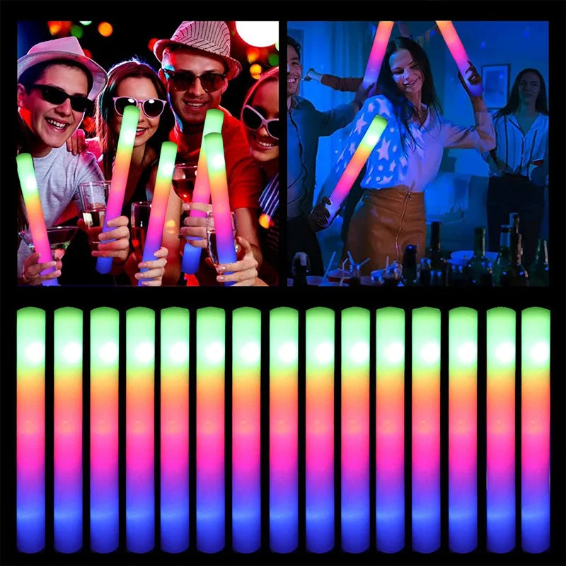 15/30 Uds. Barras luminosas LED a granel coloridas RGB, barra de espuma brillante, tubo de animación, luz oscura para suministros para fiesta de boda, cumpleaños y Navidad