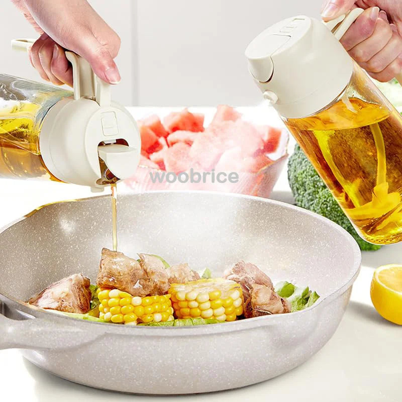 Dispensador de aceite en aerosol 2 en 1 para cocina, pulverizador de aceite o solo cepillo pulverizador para freír al aire, ensaladas, asar, cocinar en la cocina