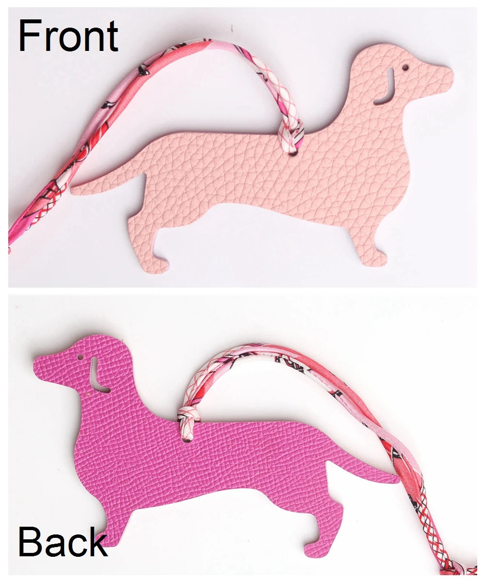 Llavero con doble cara de piel auténtica de grano completo de cocodrilo, gato de la suerte, cachorro, perro, caballo, mochila, colgante, Animal, bolso de mujer