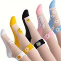 Conjunto de calcetines cortos de Daisy & Smiley para mujer, ropa informal, cómoda y transparente, diseño juguetón, 5 pares