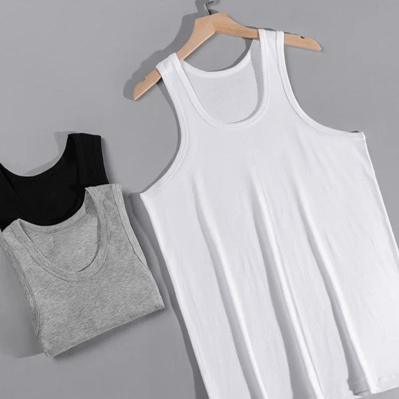 Chaleco fino de algodón para las cuatro estaciones de color sólido para hombre, sudadera informal y cómoda del Joker, chaleco ajustado para ejercicio físico