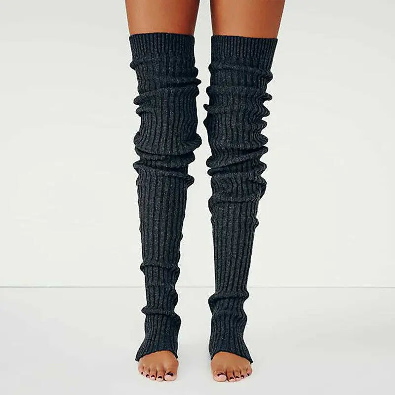 Medias góticas de anime para mujer, calcetines hasta la rodilla en color gris, perfectos para cosplay y yoga.