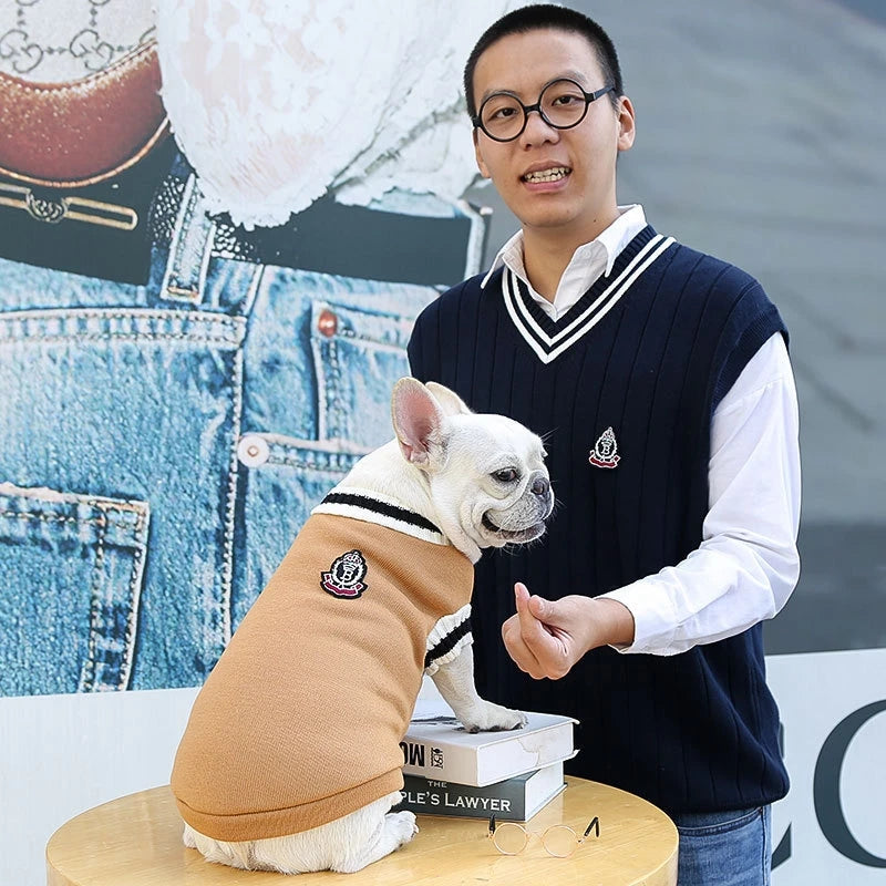 Suéter de moda para perros, ropa cálida de invierno para perros pequeños y medianos, suéter para gatos de estilo universitario, jersey para cachorros, ropa para perros Chihuahua