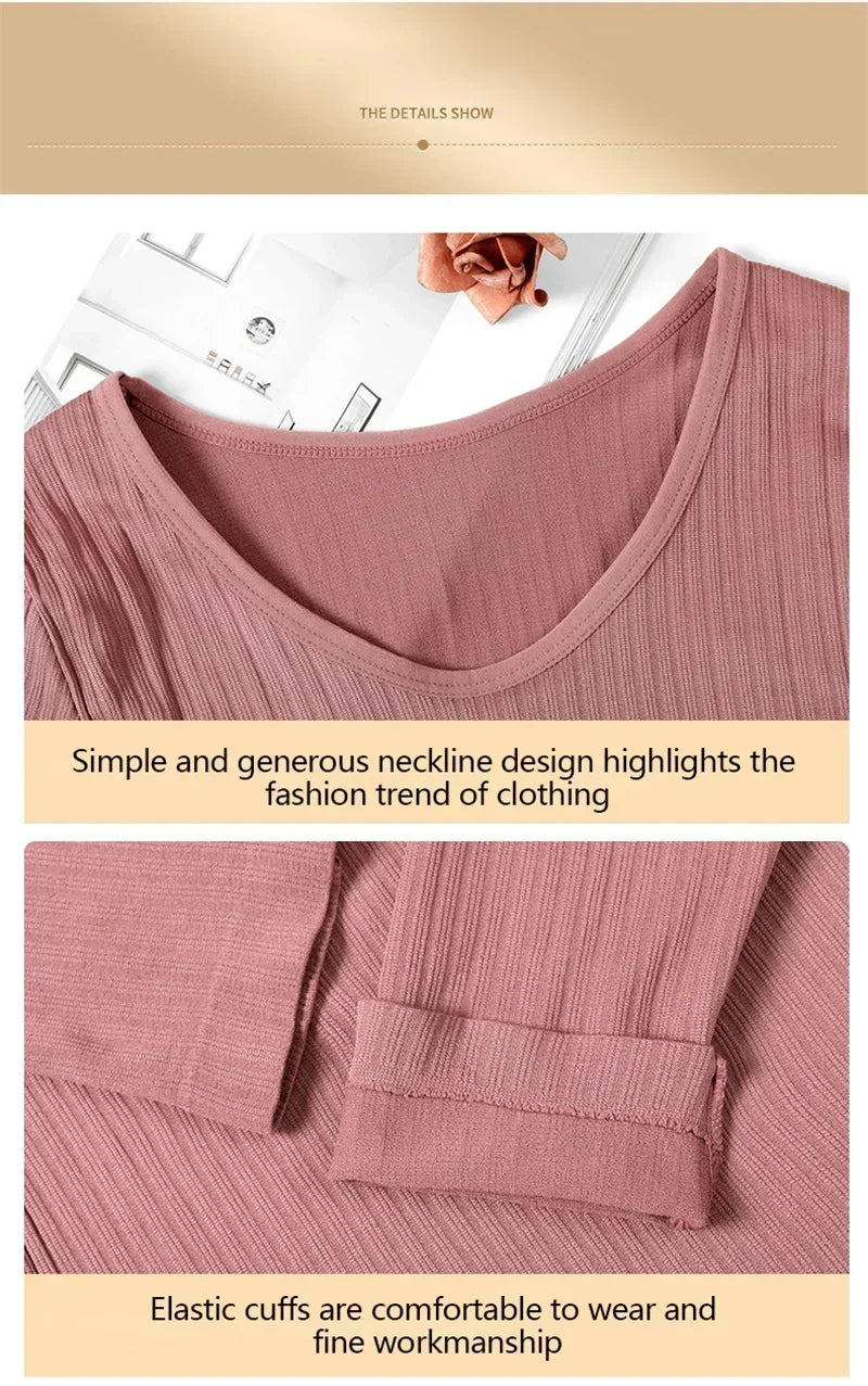 Ropa interior térmica cálida para mujer, ropa íntima Sexy para mujer, Calzoncillos largos con forma de mujer, ropa térmica moldeadora de cuello medio para mujer