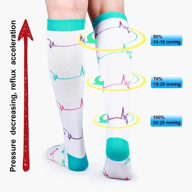 Nuevos calcetines de compresión deportivos para venas varicosas, calcetines médicos de nailon para enfermería, aptos para correr, saltar, antifatiga