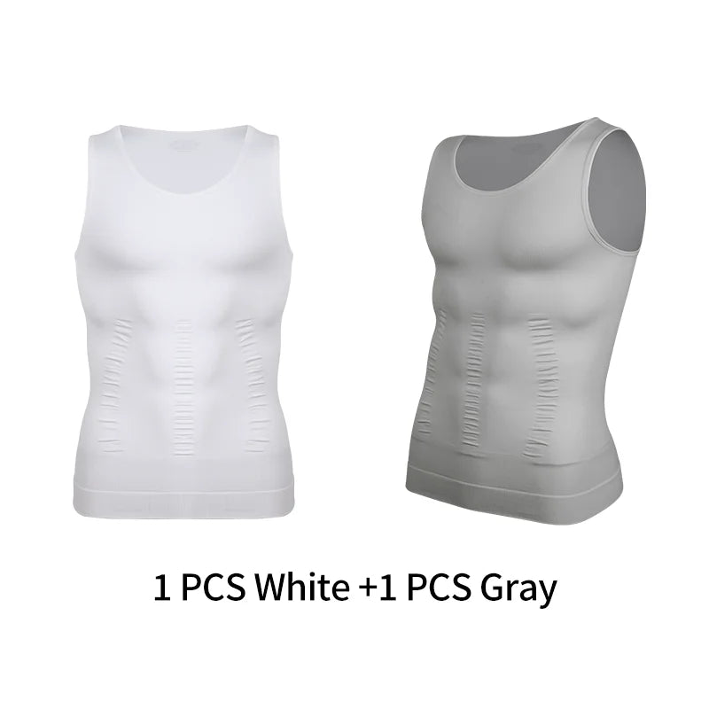 Chaleco moldeador de cuerpo adelgazante para hombre, camisa Abs para Abdomen, entrenamiento de gimnasio delgado, Control de barriga, camiseta sin mangas de compresión, ropa moldeadora sin mangas