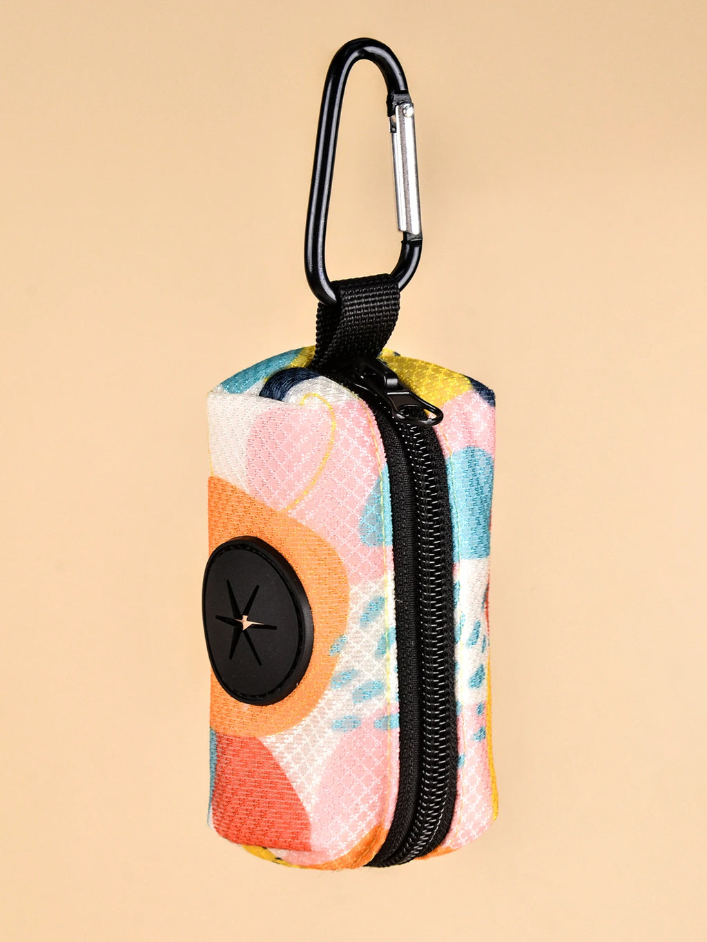 Dispensador de soporte para bolsa de excrementos de mascotas, diseño bonito con estampado abstracto, sin bolsa y correas para excrementos, se puede conectar con cualquier correa para perros