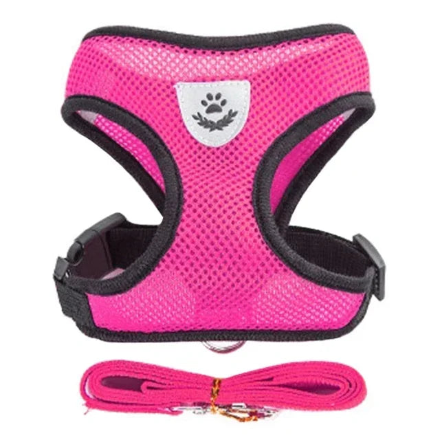 Arnés tipo chaleco para gatos, correa para pasear, collar para cachorros, arnés de malla ajustable de poliéster para perros pequeños y medianos, accesorios para mascotas
