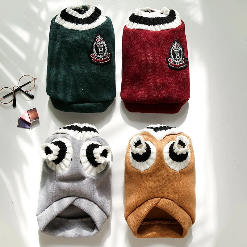 Suéter de moda para perros, ropa cálida de invierno para perros pequeños y medianos, suéter para gatos de estilo universitario, jersey para cachorros, ropa para perros Chihuahua